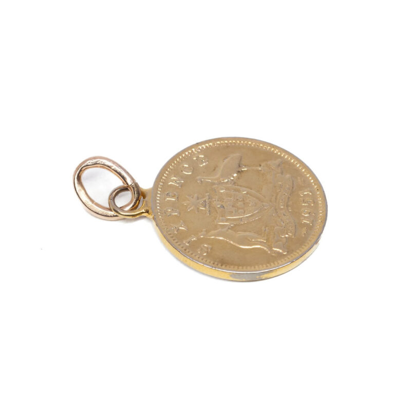 Yellow Gold Plated Sixpence 1951 Coin Pendant with Gold bail #63490