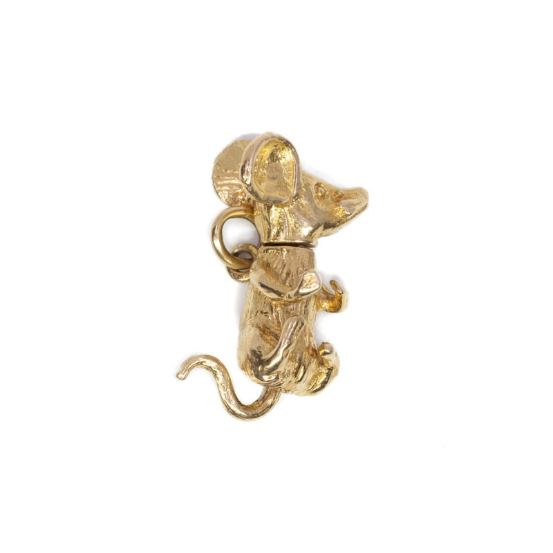 9ct Yellow Gold Moving Mouse Charm Pendant #59637-6