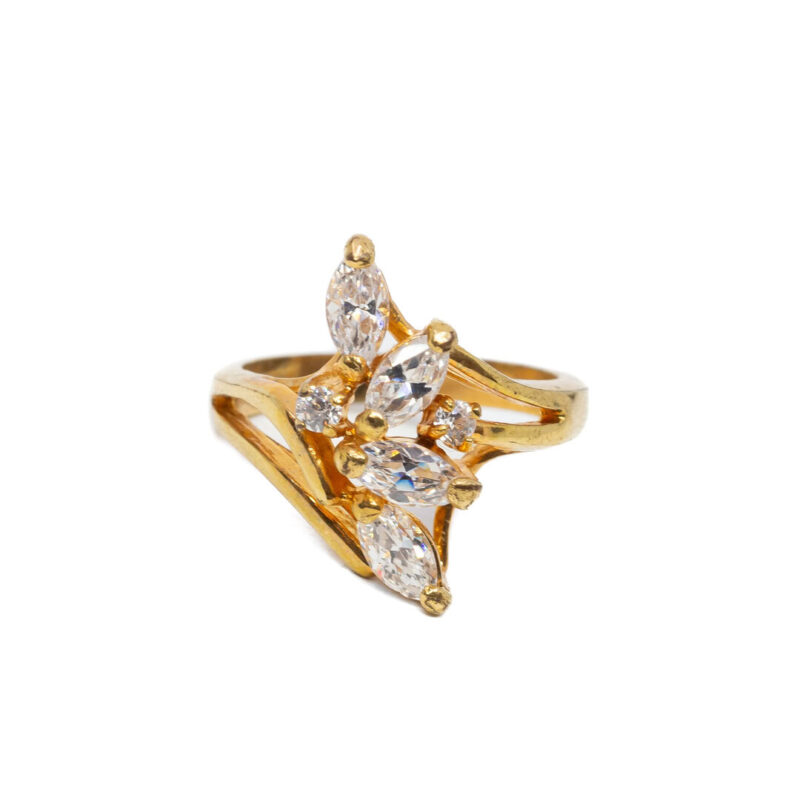 18ct Yellow Gold Plated Cubic Zirconia Ring Size J #7138-3