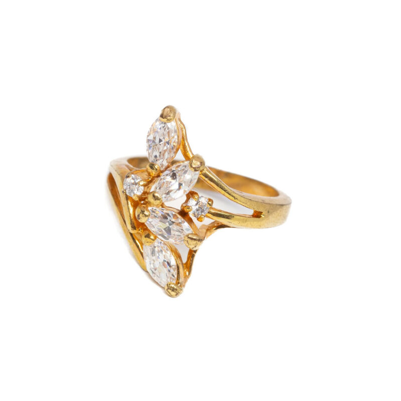 18ct Yellow Gold Plated Cubic Zirconia Ring Size J #7138-3