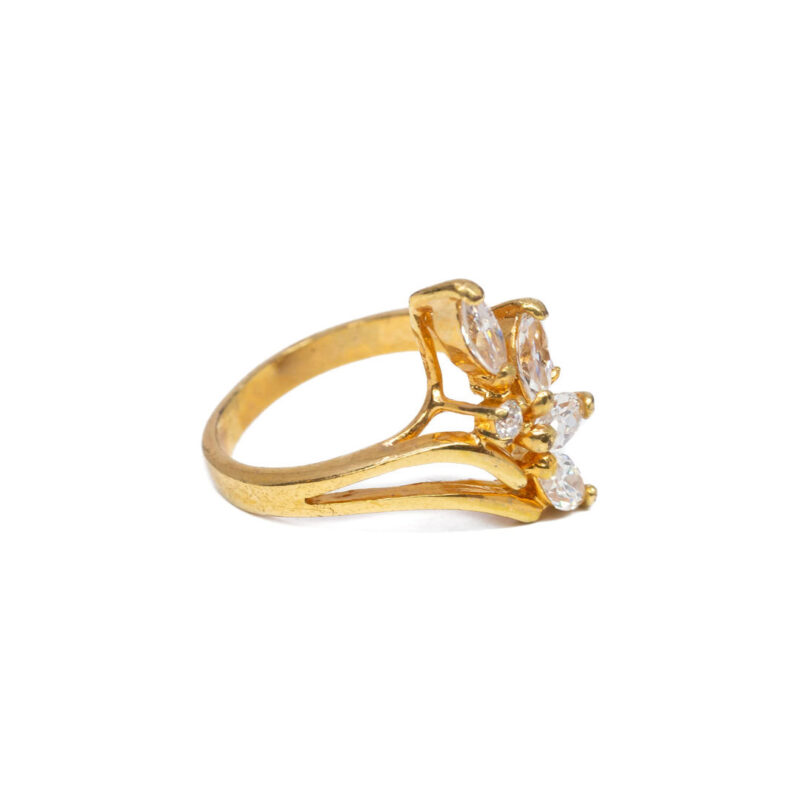 18ct Yellow Gold Plated Cubic Zirconia Ring Size J #7138-3