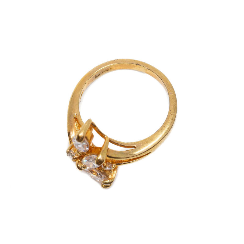 18ct Yellow Gold Plated Cubic Zirconia Ring Size J #7138-3