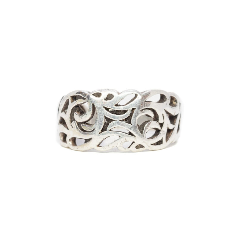 Sterling Silver Ornate Filigree Ring Size N #63840