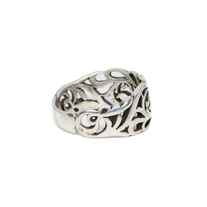 Sterling Silver Ornate Filigree Ring Size N #63840