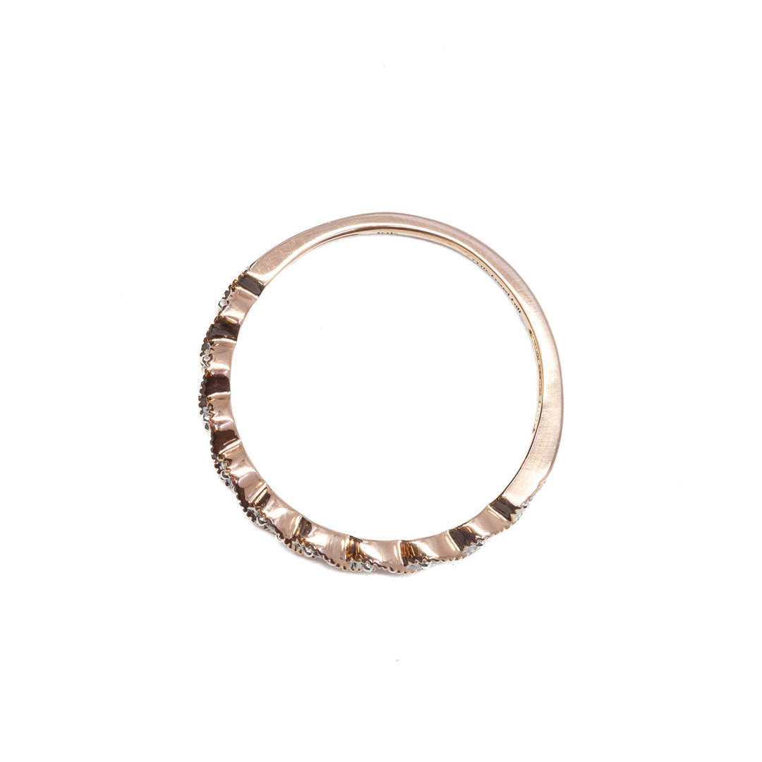 Fine 10ct Rose Gold Diamond Ring Narrow Band Size L 1/2 #63459 Fine 10ct Rose Gold Diamond Ring Narrow Band Size L 1/2 #63459 - Image 3