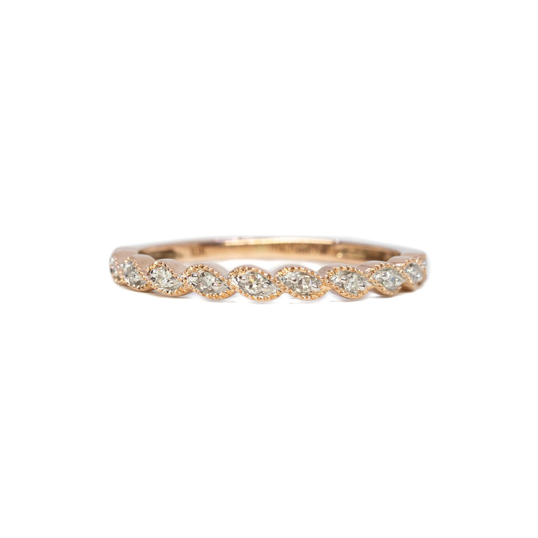 Fine 10ct Rose Gold Diamond Ring Narrow Band Size L 1/2 #63459 Fine 10ct Rose Gold Diamond Ring Narrow Band Size L 1/2 #63459