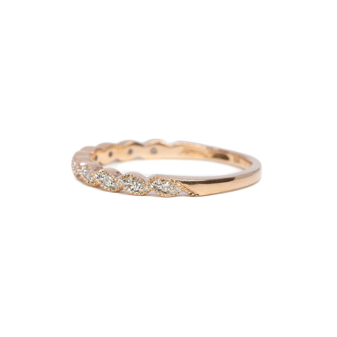Fine 10ct Rose Gold Diamond Ring Narrow Band Size L 1/2 #63459 Fine 10ct Rose Gold Diamond Ring Narrow Band Size L 1/2 #63459 - Image 4