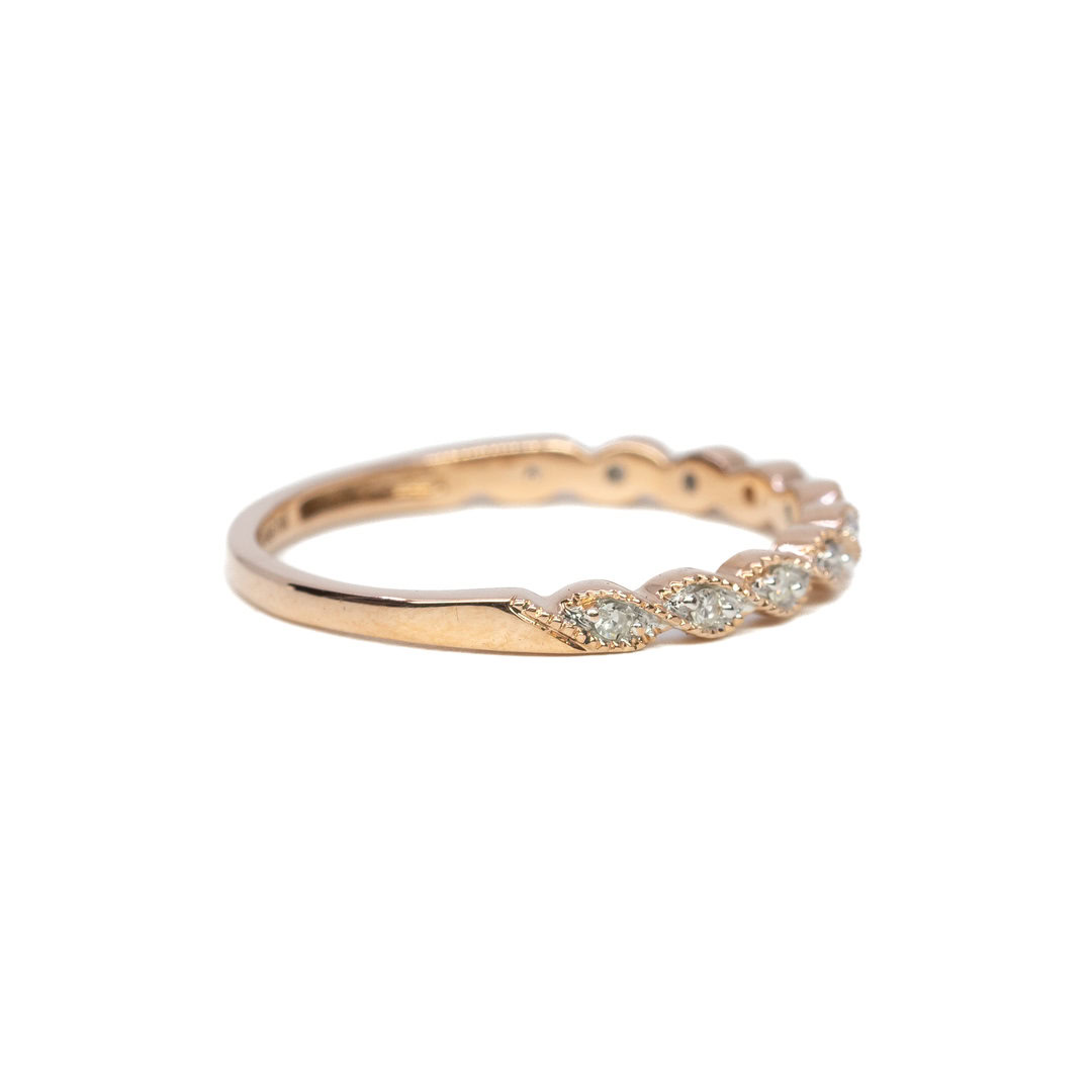Fine 10ct Rose Gold Diamond Ring Narrow Band Size L 1/2 #63459 Fine 10ct Rose Gold Diamond Ring Narrow Band Size L 1/2 #63459 - Image 6