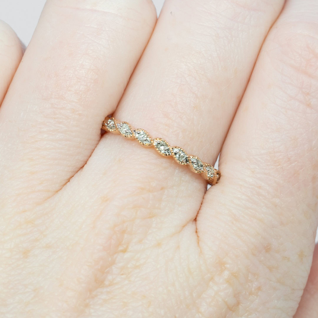 Fine 10ct Rose Gold Diamond Ring Narrow Band Size L 1/2 #63459 Fine 10ct Rose Gold Diamond Ring Narrow Band Size L 1/2 #63459 - Image 2