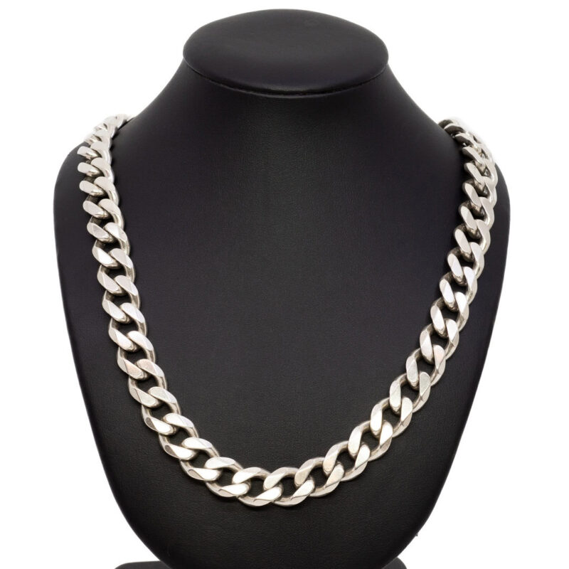 Heavy Sterling Silver Curb Link Chain Necklace 55cm #63695