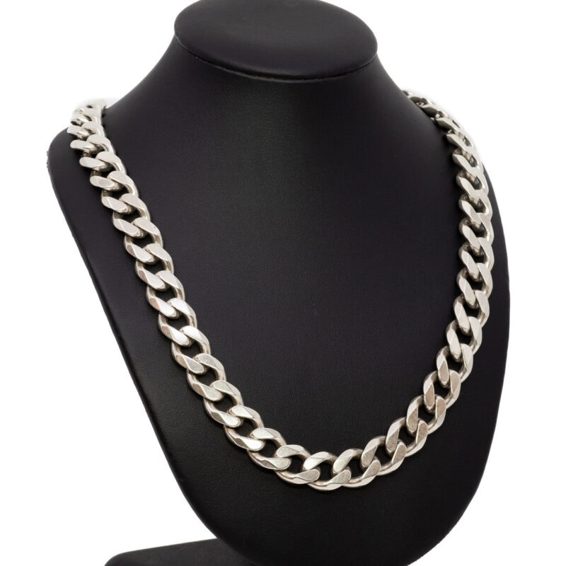 Heavy Sterling Silver Curb Link Chain Necklace 55cm #63695