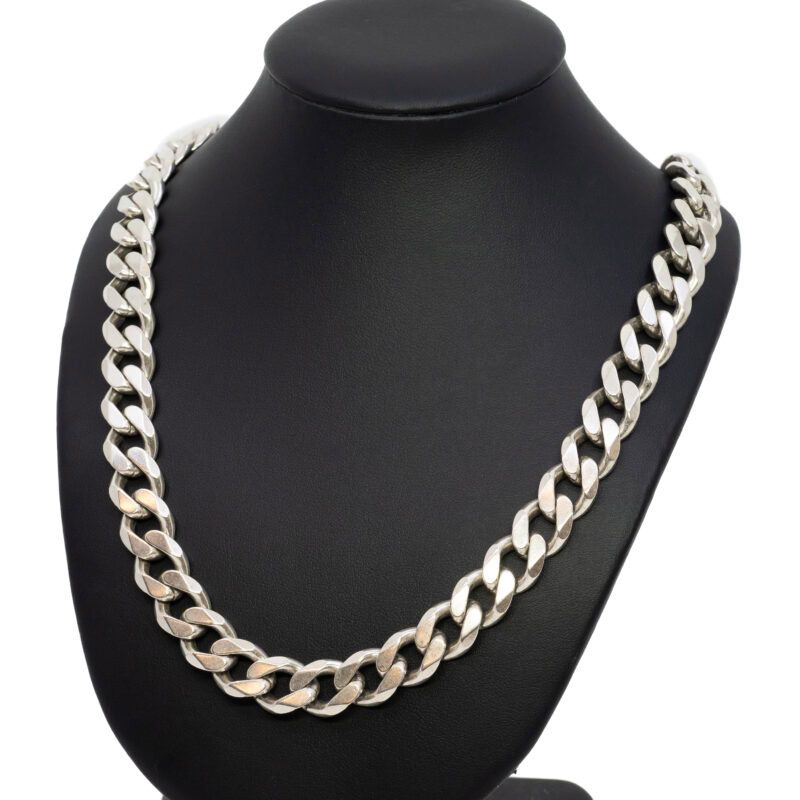 Heavy Sterling Silver Curb Link Chain Necklace 55cm #63695