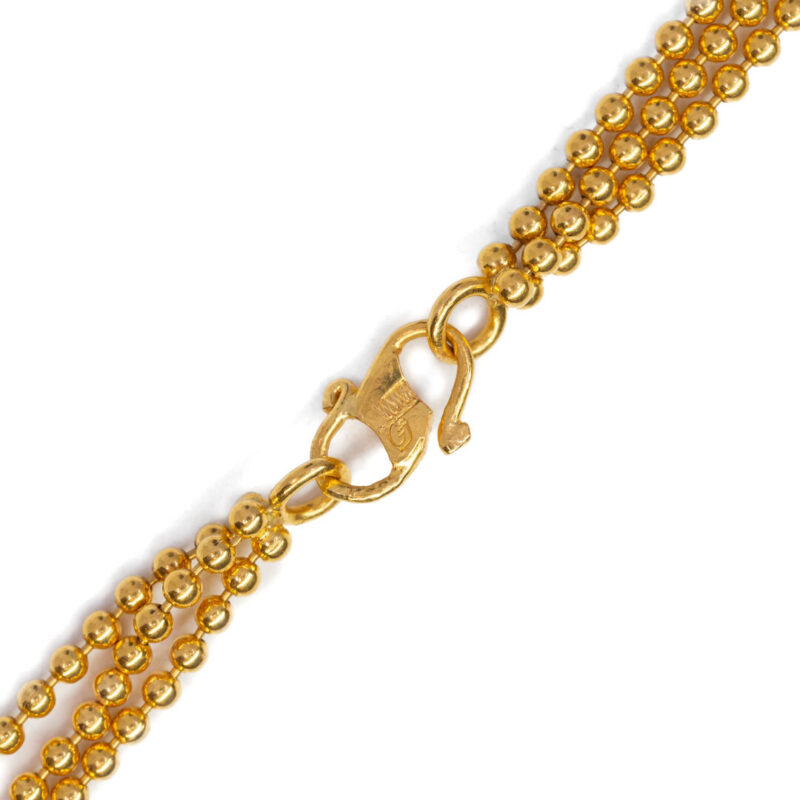 22ct Yellow Gold 3 Strand Bead Necklace with S clasp 41cm #62885