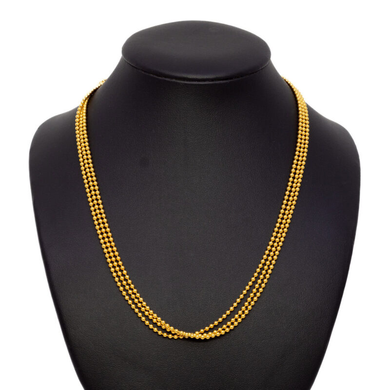 22ct Yellow Gold 3 Strand Bead Necklace with S clasp 41cm #62885