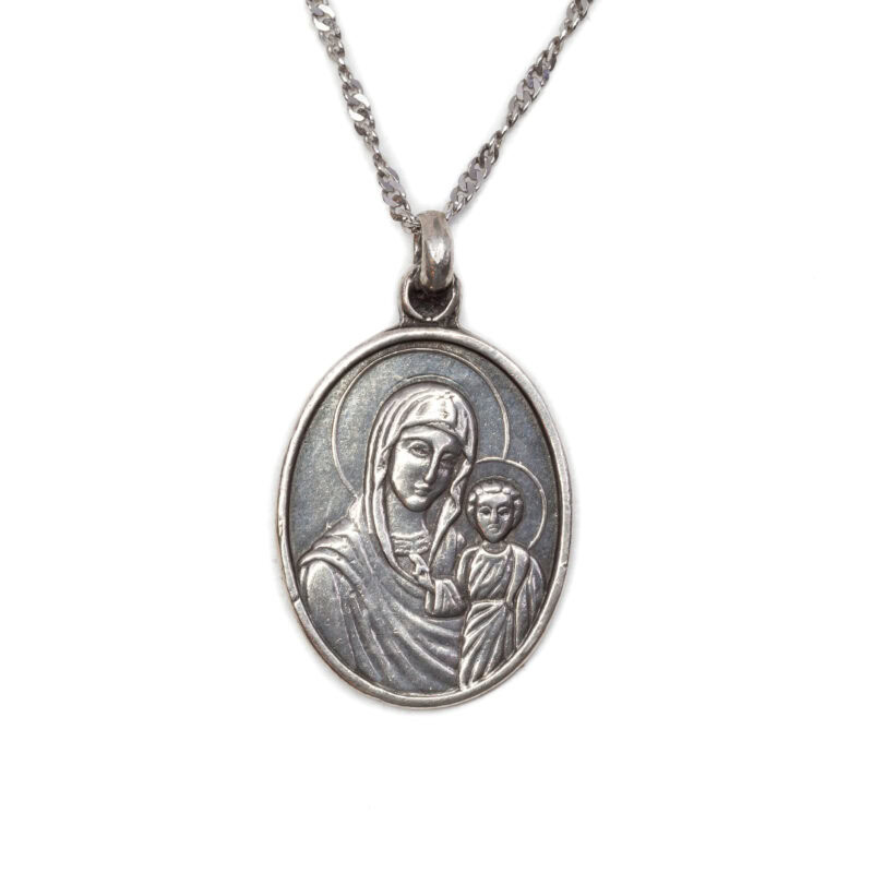 Vintage Sterling Silver Chain with Sterling Silver Orthodox Religious Pendant #62893