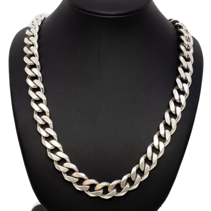 Sterling Silver Heavy Curb Link Chain Necklace 55cm #63694