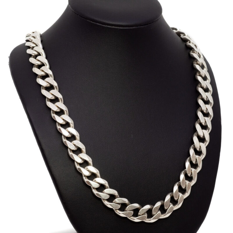 Sterling Silver Heavy Curb Link Chain Necklace 55cm #63694