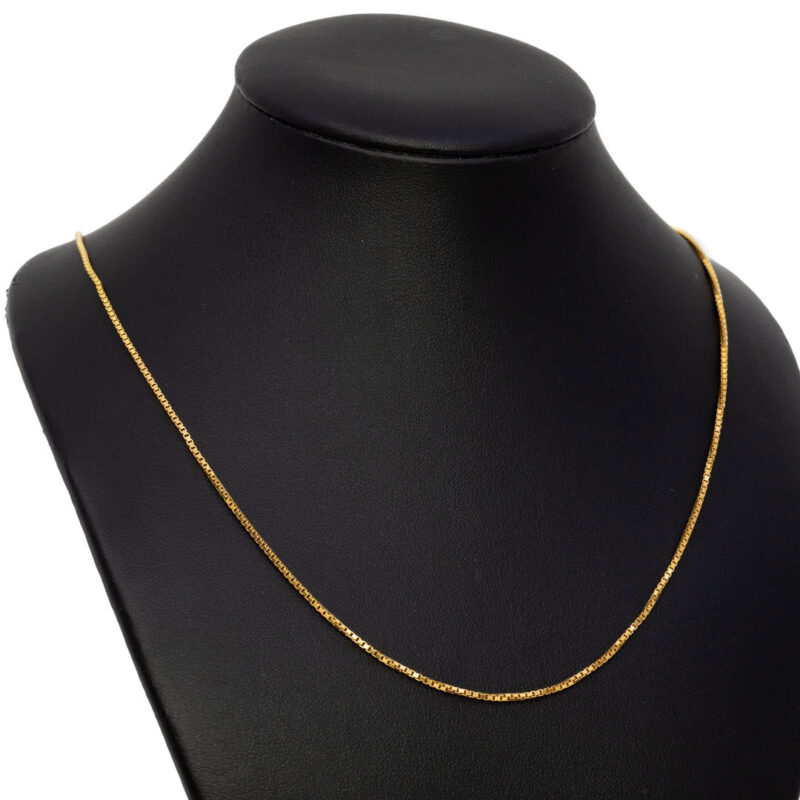 18ct Yellow Gold Box Link Chain Necklace 50cm #63974