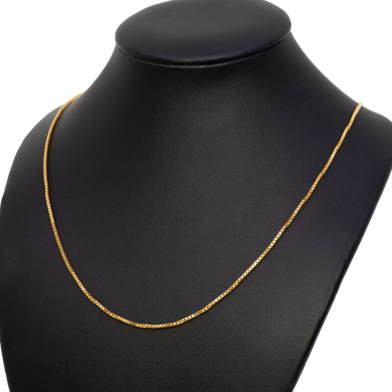 18ct Yellow Gold Box Link Chain Necklace 50cm #63974