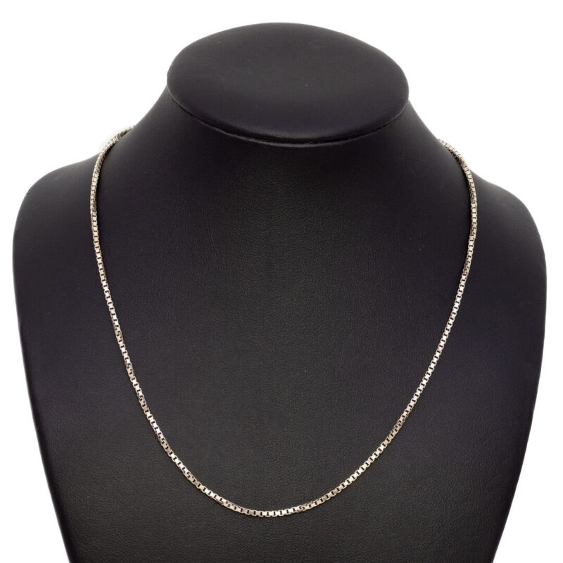 18ct White Gold Box Link Chain Necklace 41cm #7138-19