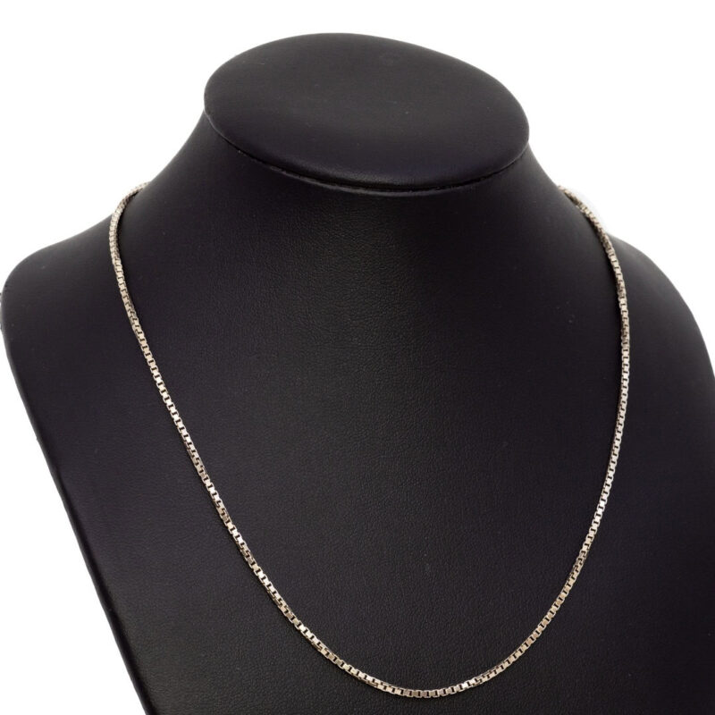 18ct White Gold Box Link Chain Necklace 41cm #7138-19