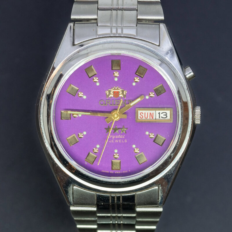 Orient 3-Star Crystal 21 Jewels Automatic Purple Dial Watch EM4J-CO #62903