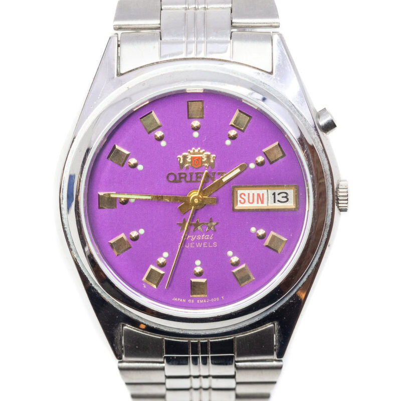 Orient 3-Star Crystal 21 Jewels Automatic Purple Dial Watch EM4J-CO #62903