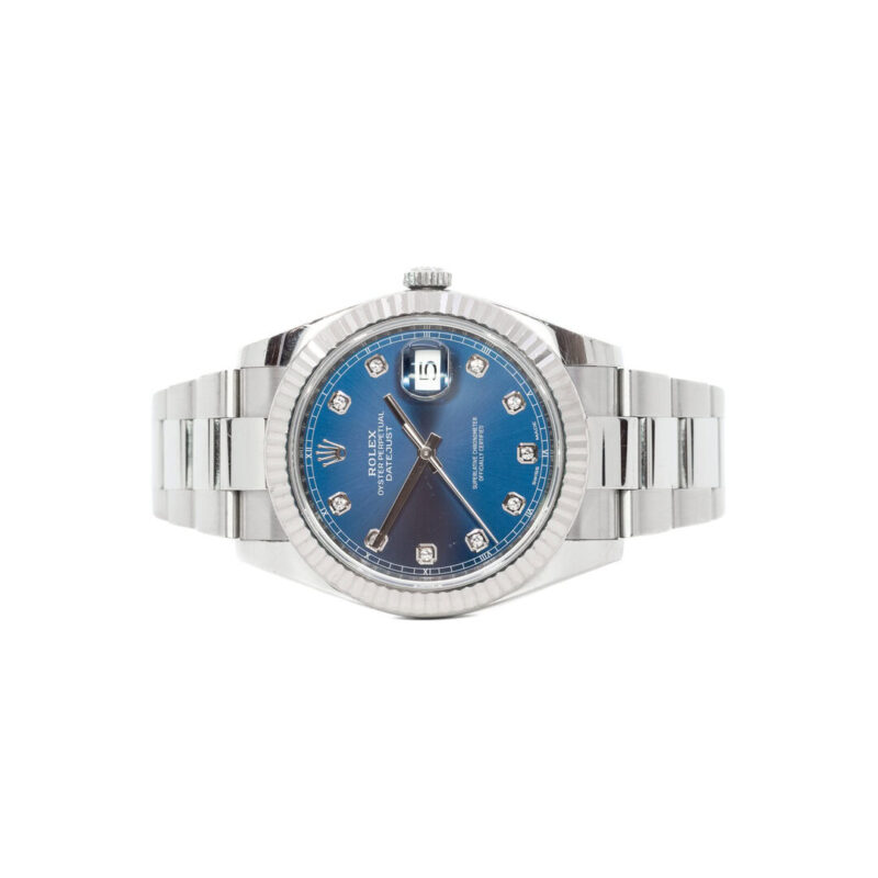 Rolex 126334 Datejust 41 Blue Diamond Dial Fluted Bezel Watch + Box / Papers / Booklet #64169