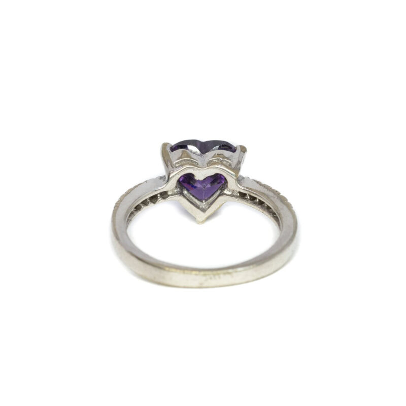 Sterling Silver Purple Love Heart Stone Ring Size J 1/2 #63861