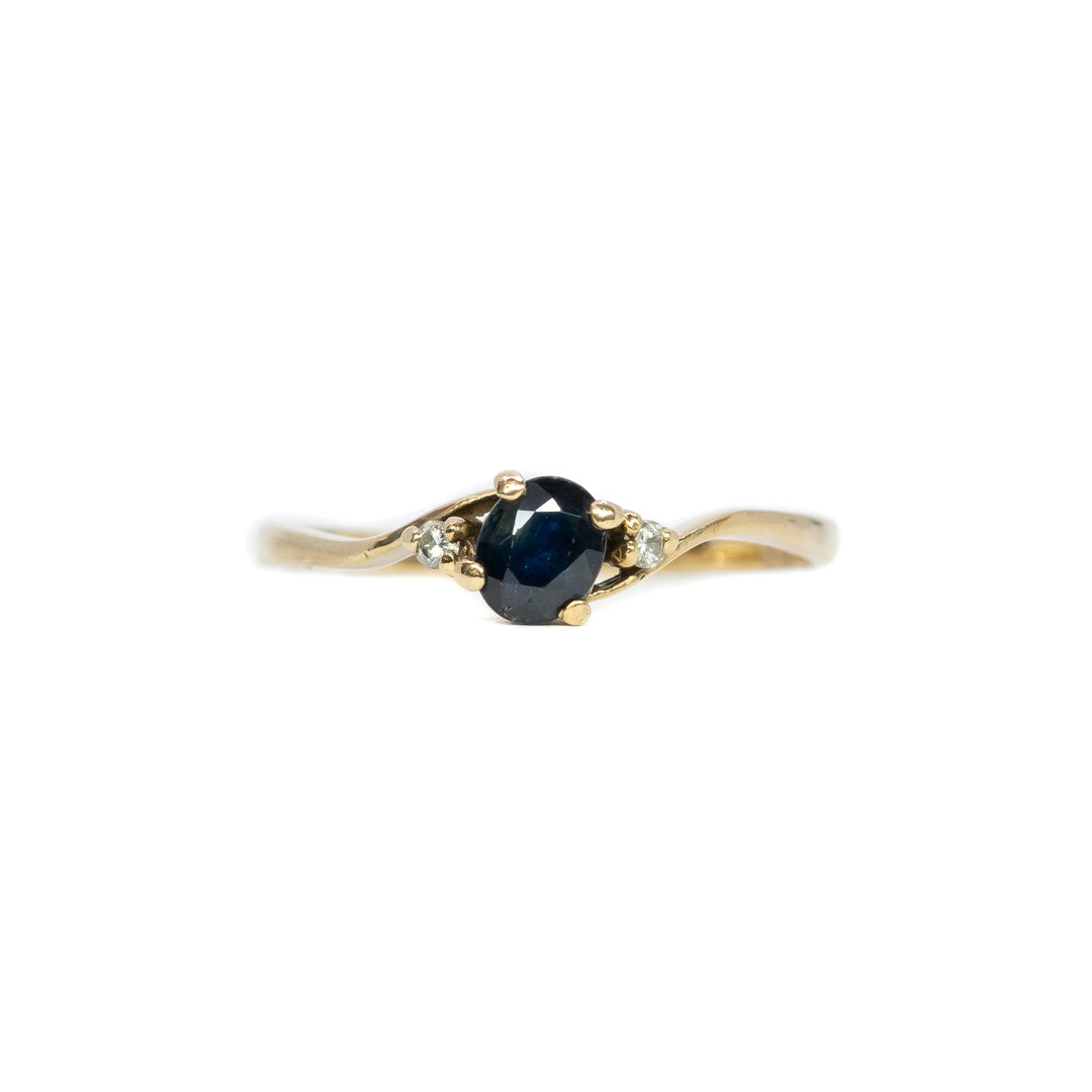 9ct Yellow Gold Sapphire & Diamond Ring Size O #64095