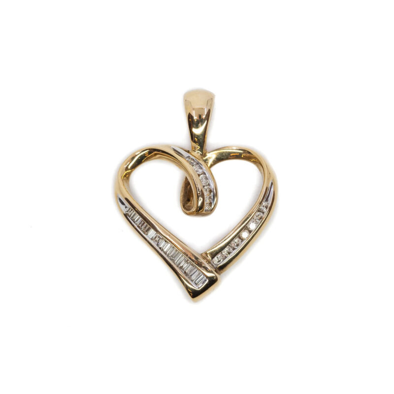 9ct Yellow Gold Love Heart Diamond Pendant #64041