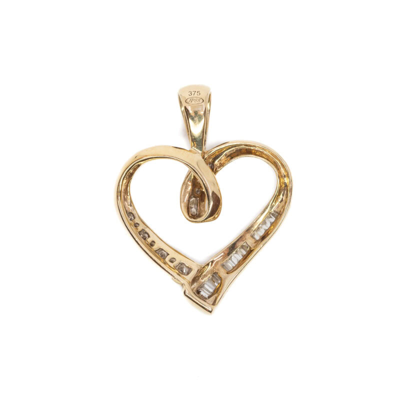 9ct Yellow Gold Love Heart Diamond Pendant #64041