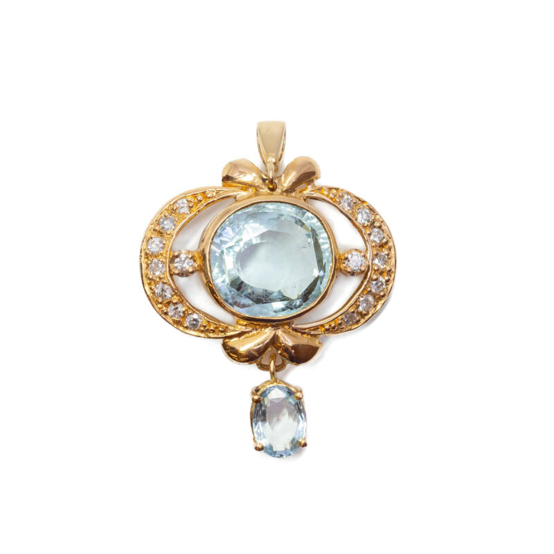 7.60ct Aquamarine & Diamond Pendant in 18ct Yellow Gold Val $7500 #63973