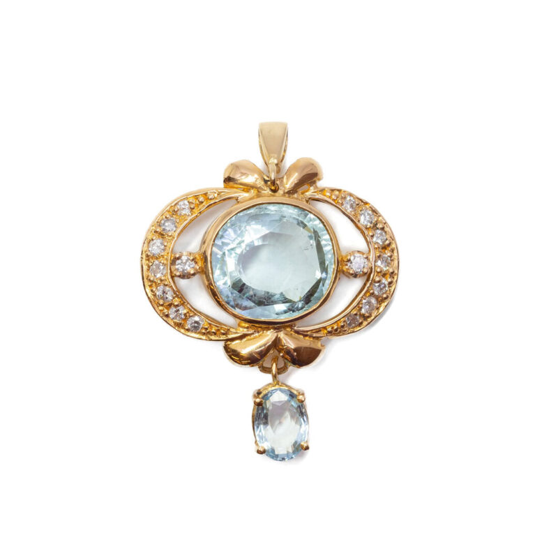 7.60ct Aquamarine & Diamond Pendant in 18ct Yellow Gold Val $7500 #63973