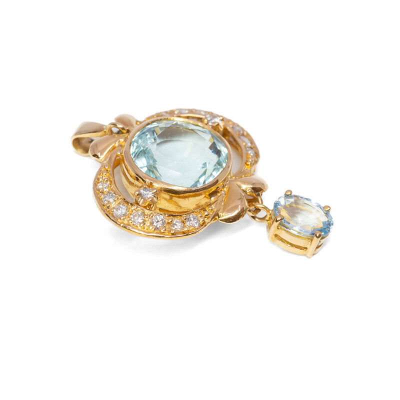 7.60ct Aquamarine & Diamond Pendant in 18ct Yellow Gold Val $7500 #63973