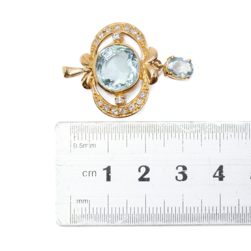 7.60ct Aquamarine & Diamond Pendant in 18ct Yellow Gold Val $7500 #63973