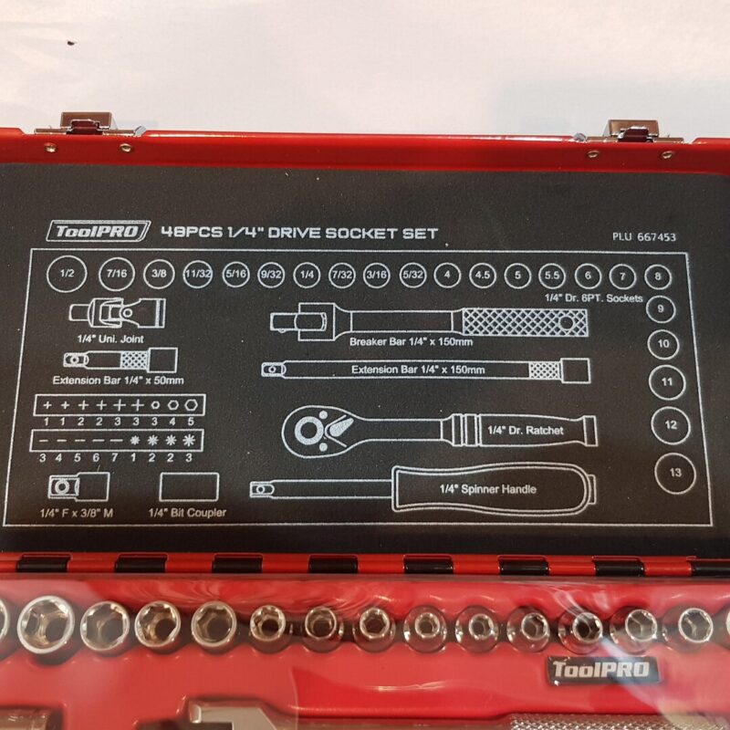 ToolPRO Socket Set 1/4" Drive Metric/SAE 48 Piece RRP $84.99 #63545