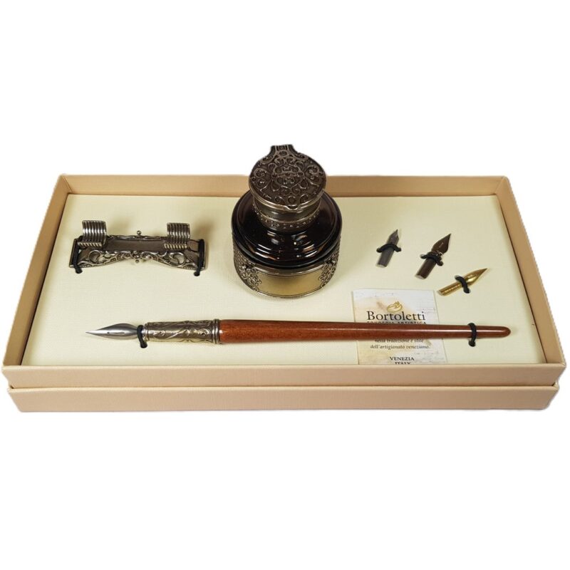 Bortoletti Pen Set 55 Wooden Pen Pen-Rest & Inkwell #45527-1