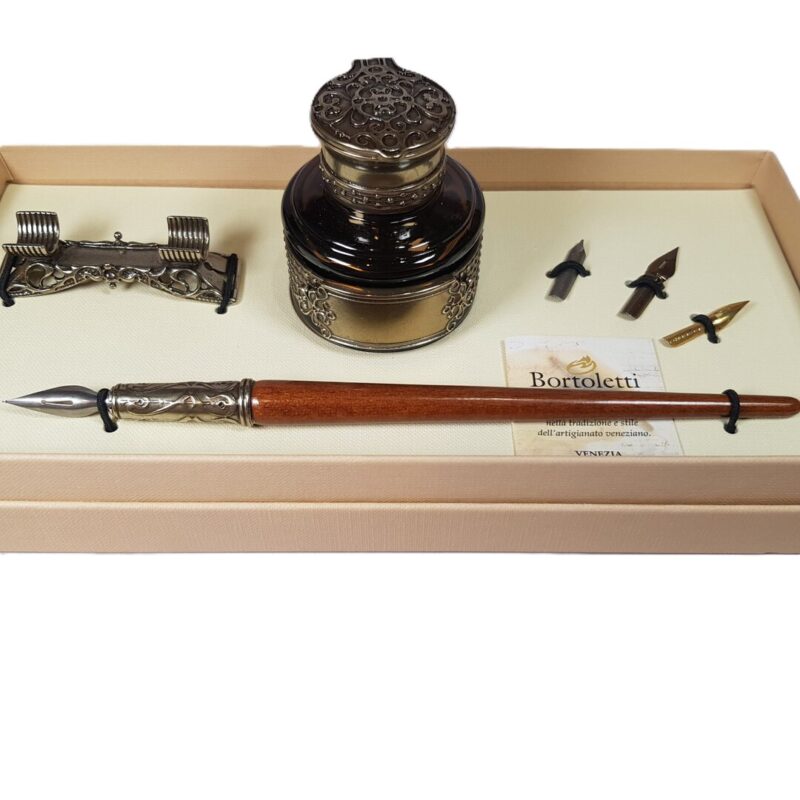 Bortoletti Pen Set 55 Wooden Pen Pen-Rest & Inkwell #45527-1