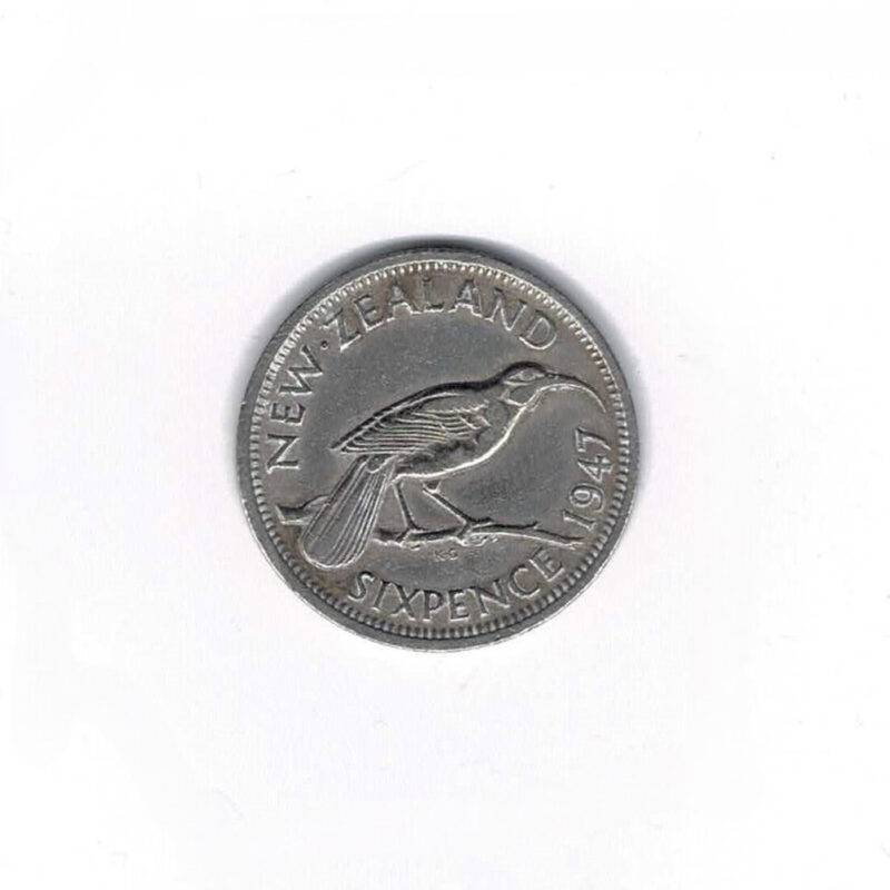 1947 New Zealand Sixpence Coin #64292-11 - Monty's