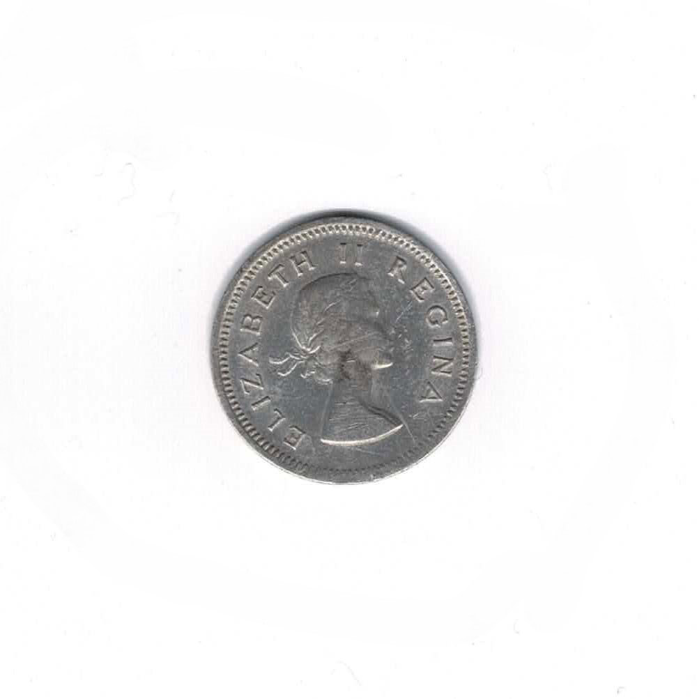 South Africa 1955 3 Three Pence Elizabeth II 50% Silver Coin #64292-12