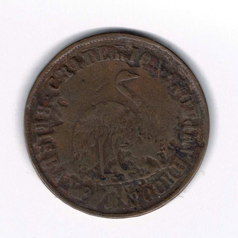 1 Penny Token Stewart & Hemmant Drapers Brisbane & Rockhampton C.1863 Australia #64292-9