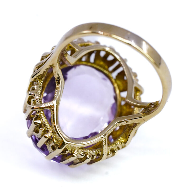 8ct Yellow Gold Purple Amethyst Checkboard Cabochon Cocktail Ring L 1/2 #63400