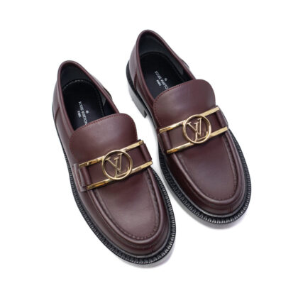 Louis Vuitton Academy Loafers | Bordeaux Red Brown Calf Leather | Gold LV Dauphine Hardware | EU 36 #63825