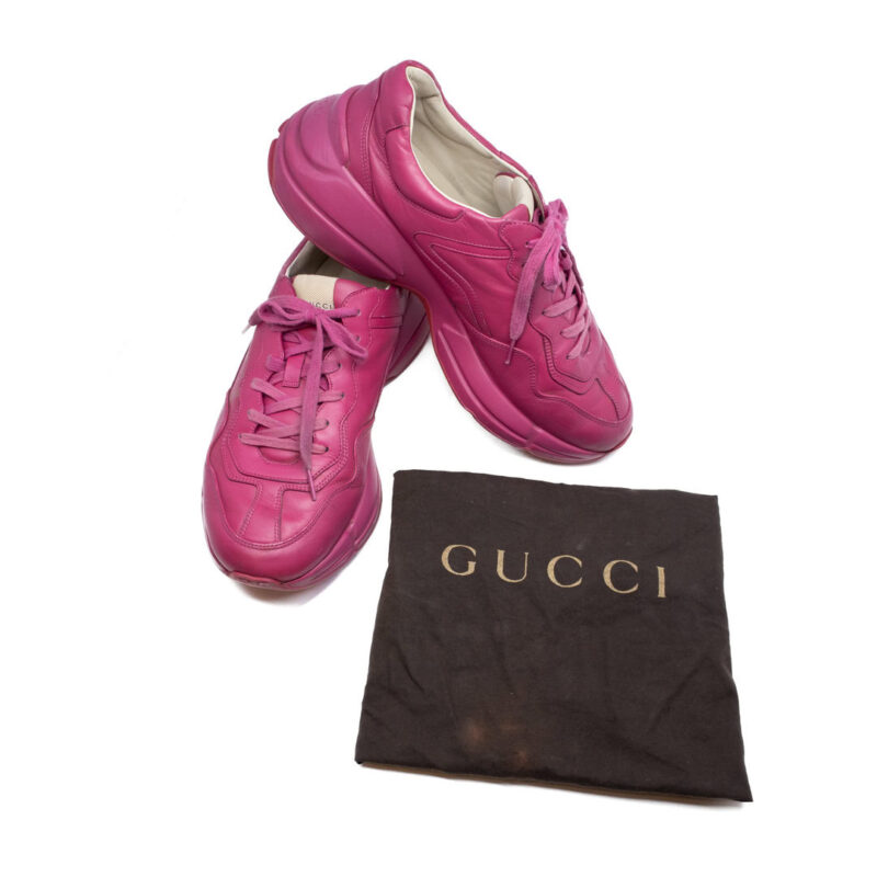 Gucci Rhyton Pink Low Trainers Shoes Size 9.5 #63765