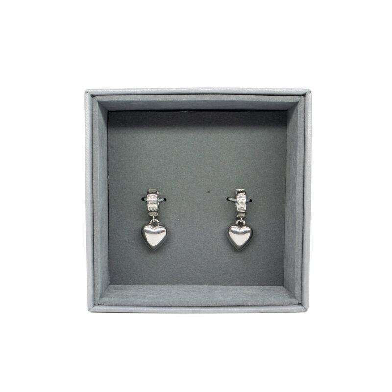 Sterling Silver Balenciaga Sharp Heart Earrings in Box w/Receipt #64079