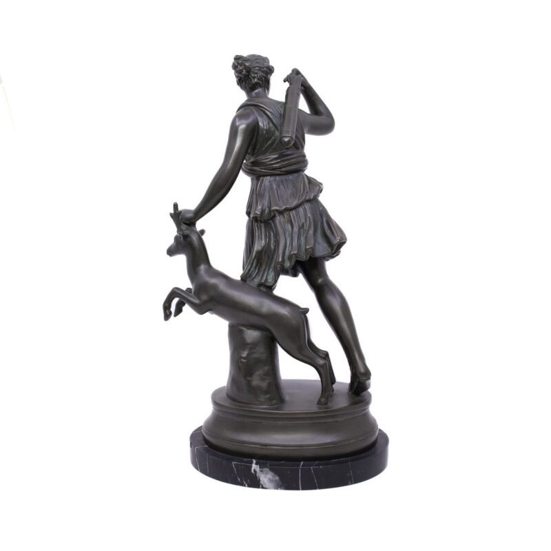 Diana of Versailles - Bronze Sculpture of Artemis / Goddess of The Hunt & a Doe #63680