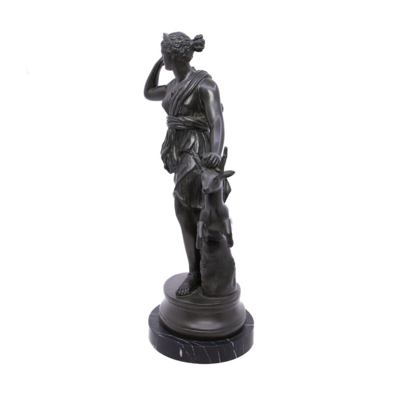 Diana of Versailles - Bronze Sculpture of Artemis / Goddess of The Hunt & a Doe #63680