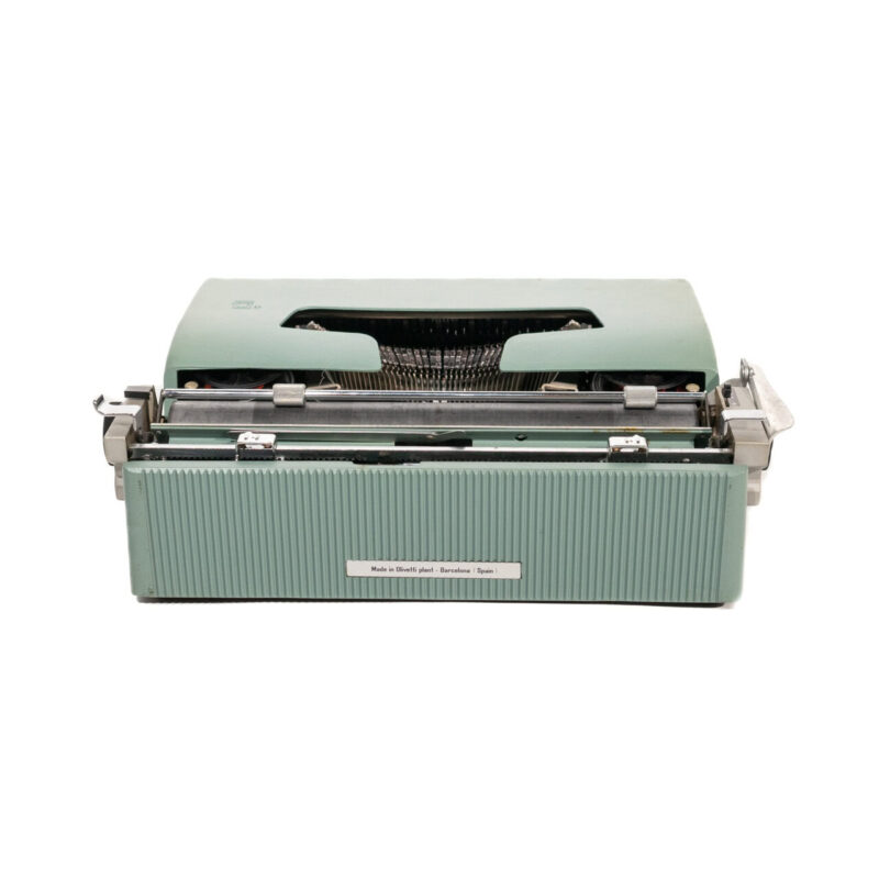 Vintage Olivetti Lettera 32 Typewriter Teal / Green + Original Receipt Box & Manuals #62391