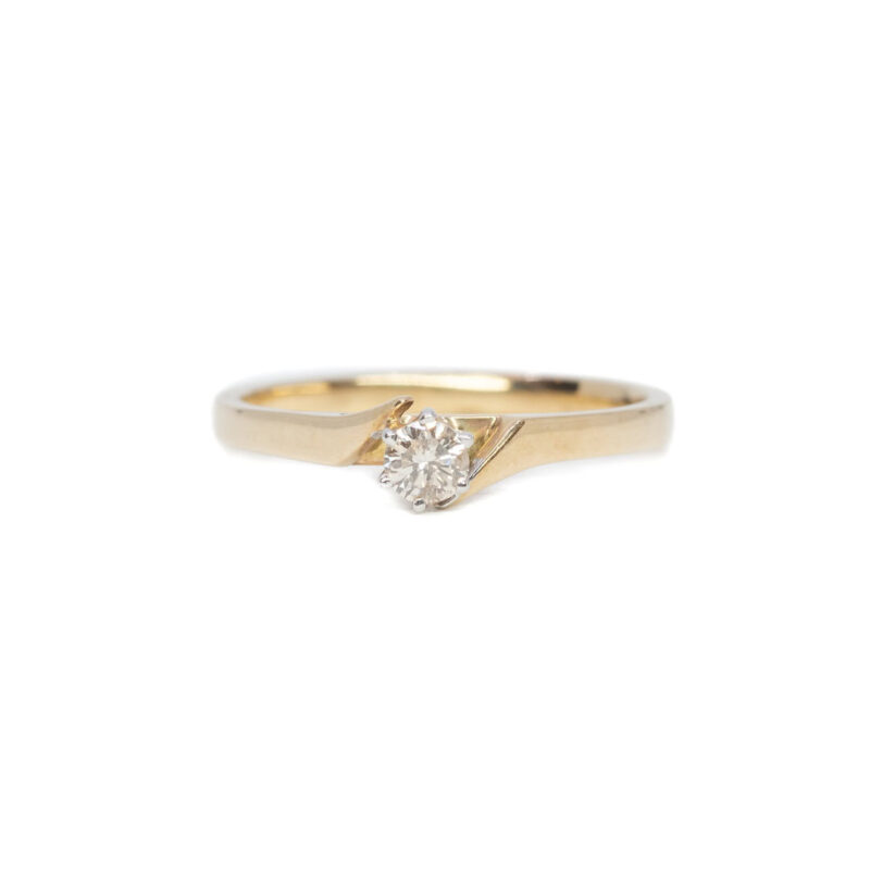 9ct Yellow Gold Solitaire Diamond Ring Size N 1/2 #63605